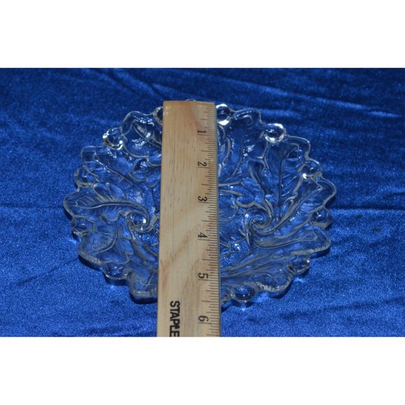 Vintage Indiana Glass Wild Rose Clear Flower Dessert Plate Bowl Dish Tray Leaf - Picture 5 of 5